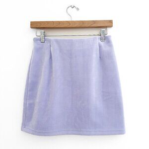 Weekday Kathy Mini Skirt Lavender Purple Velvet - Stretch Waist - EU 36 (Small)